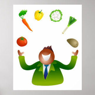 Póster Hombres Jugando Verduras