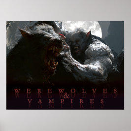 Póster Hombres lobo y vampiros: garras y colmillos