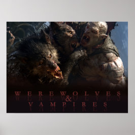 Póster Hombres lobo y vampiros - La batalla