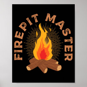 Póster Hombres maestro de fogata camping fogata campista 