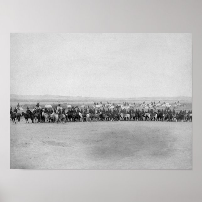 Póster Hombres militares con 70 lakota indios scouts (Frente)