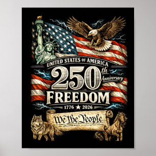 Póster Hombres mujeres 250 años de libertad bandera patri