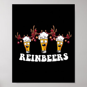 Póster Hombres Mujeres divertidas Navidades de cerveza de