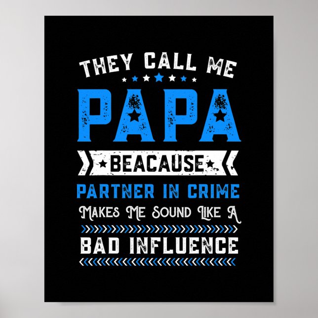 Póster Hombres Padres Día Abuelo Me Llaman Papa (Frente)
