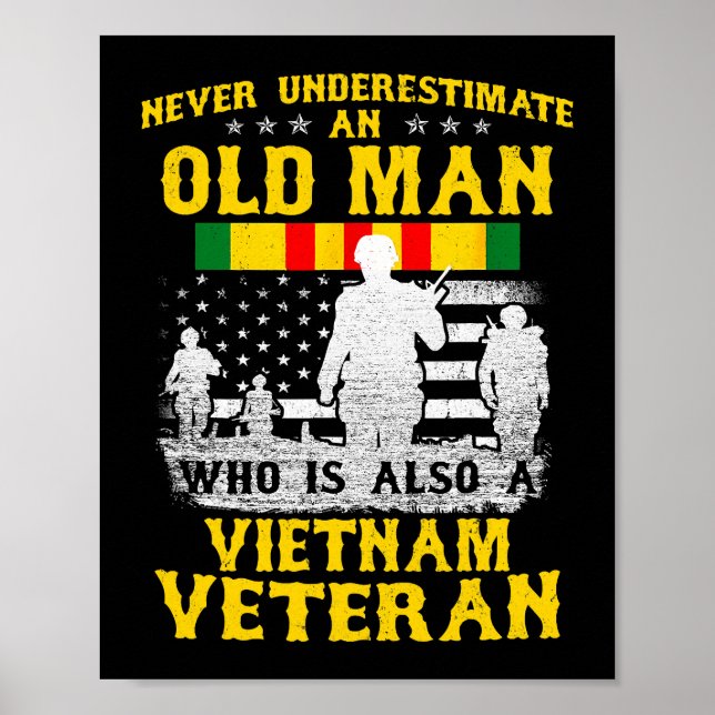 Póster Hombres Papá Abuelo Vietnam Veteranos Camisas Vint (Frente)