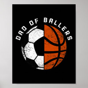 Póster Hombres Papá De Byllers Fun Soccer Bysketbyll Dad