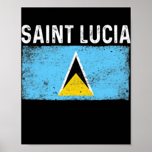 Póster Hombres patrióticos Mujeres Bandera de Santa Lucía