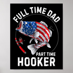 Póster Hombres Pescando Bandera Americana Vintage a tiemp