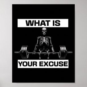 Póster Hombres Qué Es Excusa Esqueleto Gimnasio Motivació