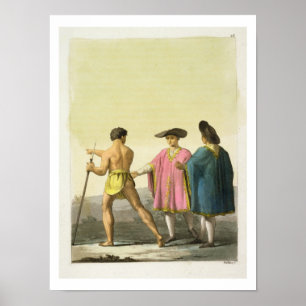 Póster Hombres que llevan los ponchos ceremoniales en