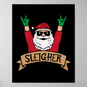 Póster Hombres rockeros navideños navidades de Santa Rock