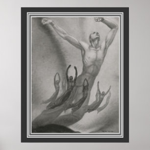 Póster Hombres sacudidos bailan Art Decó por el mayor Fel