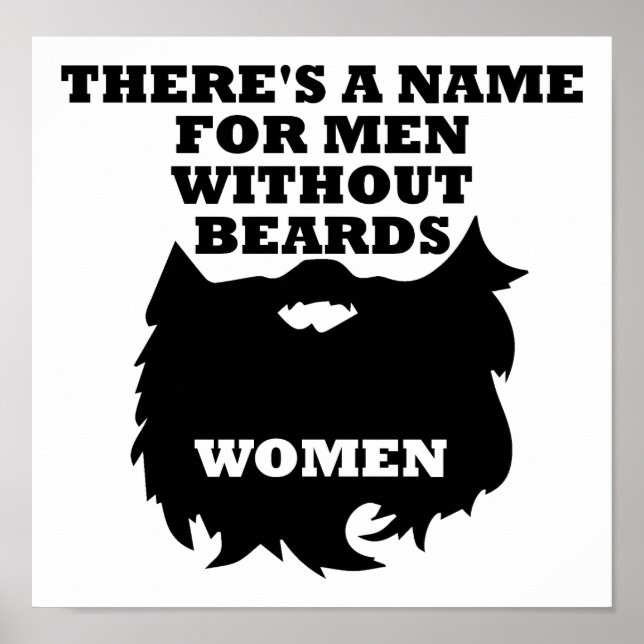 Póster Hombres sin barbas cartel divertido (Frente)