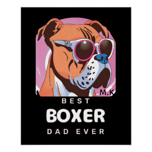 Póster Hombres Vintage Retro Boxer Dog Lover Dad