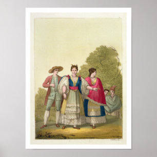 Póster Hombres y mujeres peruanos en el traje tradicional