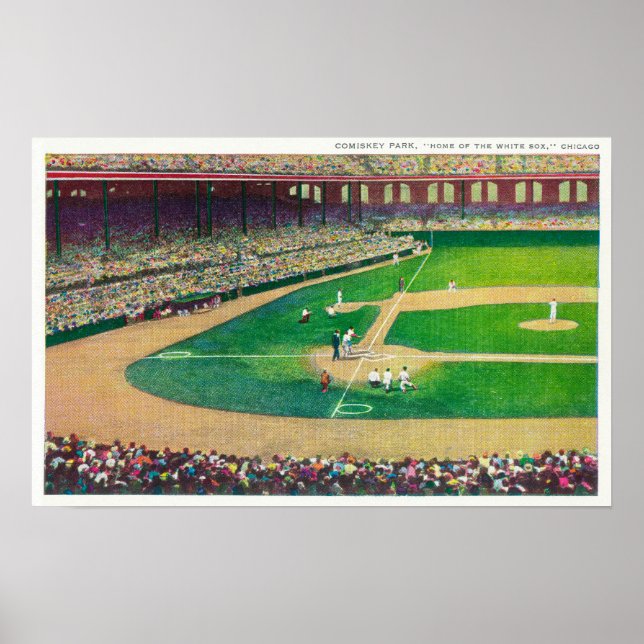Póster Home Base Bleachers Vista del parque de Comiskey (Frente)