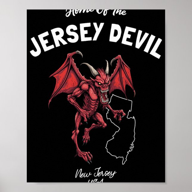 Póster Home Of The Jersey Devil New Jersey Usa Cryptid  (Frente)