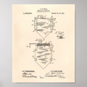 Póster Home Plate Baseball 1922 Patent Art Old Peper