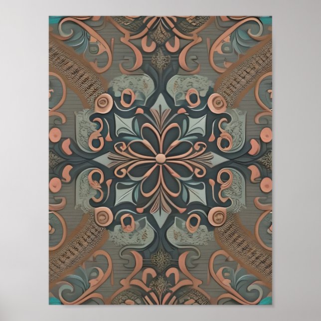 Póster Homely cottage pattern (Frente)