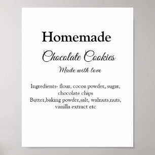 Póster Homemade chocolate cookies made with love add text