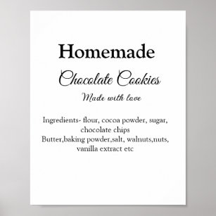 Póster Homemade chocolate cookies made with love add text