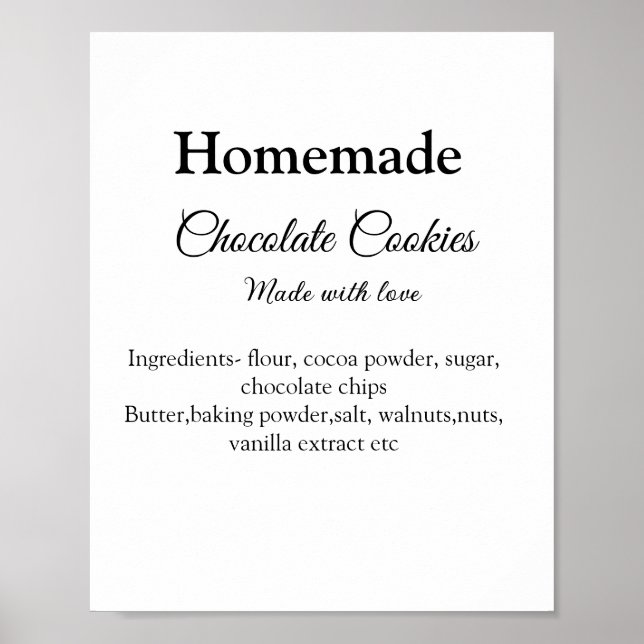 Póster Homemade chocolate cookies made with love add text (Frente)