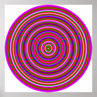 Póster Homenaje de Op Art a Círculos Concéntricos Multico