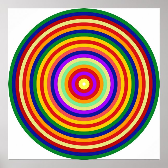 Póster Homenaje de Op Art a Círculos Concéntricos Multico (Frente)