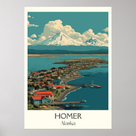Póster Homer Alaska Saliva Bahía Kachemak