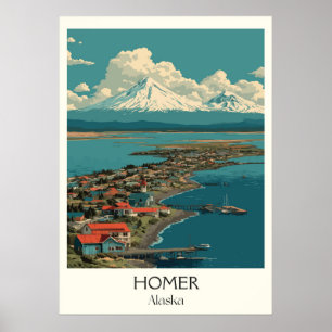 Póster Homer Alaska Saliva Bahía Kachemak