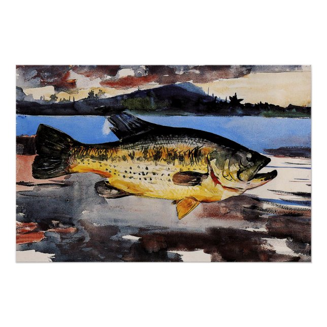 Póster Homer - Bass, fish, fine art, (Anverso)