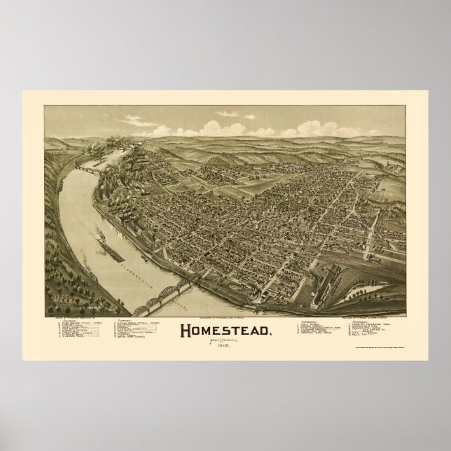 Póster Homestead, mapa panorámico de la Autoridad Palesti (Frente)
