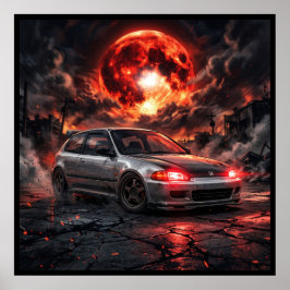Póster Honda Civic EG6 SiR a Luna Carmesí