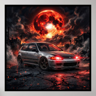 Póster Honda Civic EG6 SiR a Luna Carmesí