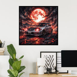 Póster Honda Civic EK9 SiR a Luna Carmesí