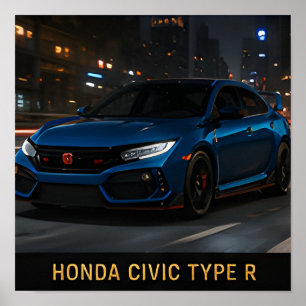 Póster Honda Civic Type R Coche de Rendimiento Japonés Mo
