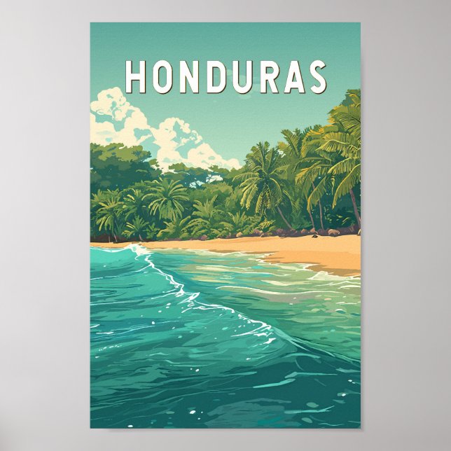 Póster Honduras Illustration Travel Art Vintage (Frente)