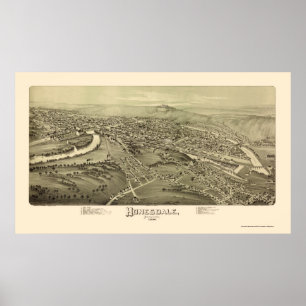 Póster Honesdale, mapa panorámico de la Autoridad Palesti