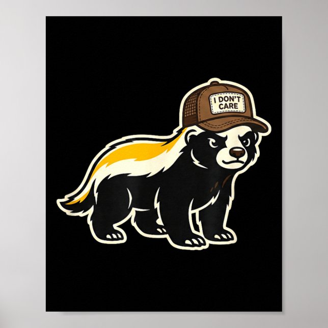 Póster Honey Badger I Don't Care Trucker Funny Animal Art (Frente)