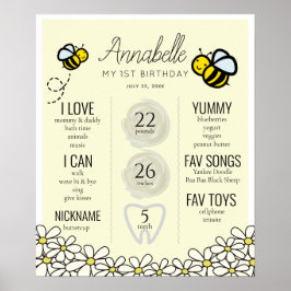 Póster Honey Bee1st Birthday Milestone Poster