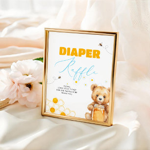Póster Honey Bee Boy Chica Baby Shower Diaper Raffle
