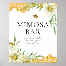Póster Honey Bee Bridal Mimosa Bar Drink Station Sign