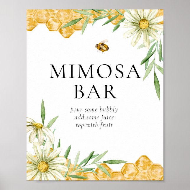 Póster Honey Bee Bridal Mimosa Bar Drink Station Sign (Frente)