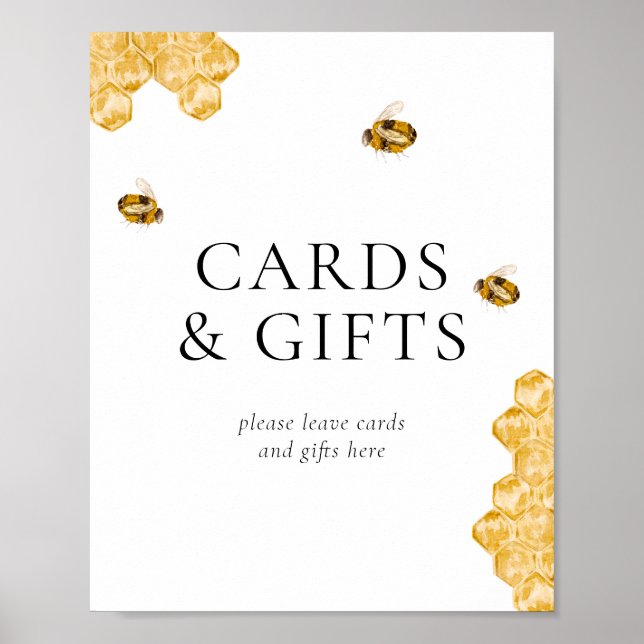Póster Honey Bee Bridal Shower Cards And Gift Table Sign (Frente)
