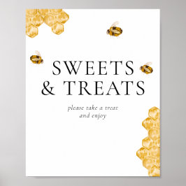 Póster Honey Bee Bridal Shower Sweets & Treats Table Sign
