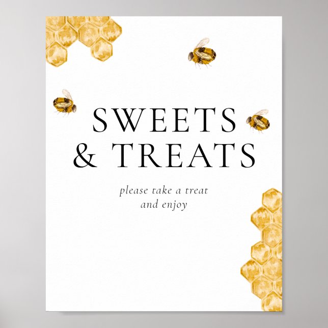 Póster Honey Bee Bridal Shower Sweets & Treats Table Sign (Frente)