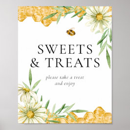 Póster Honey Bee Bridal Shower Sweets & Treats Table Sign