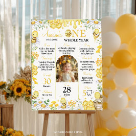 Póster Honey Bee Floral Birthday Photo Milestone Poster
