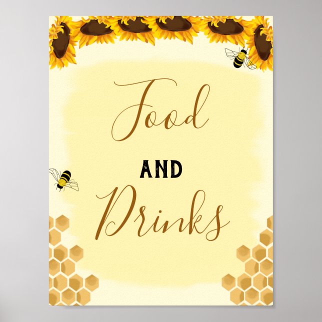 Póster Honey Bee Food and Drinks (Frente)