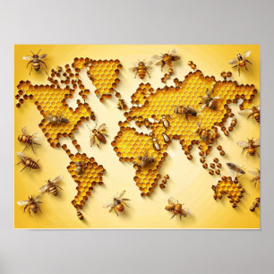 Póster Honey Bees Wall Art World Art Poster